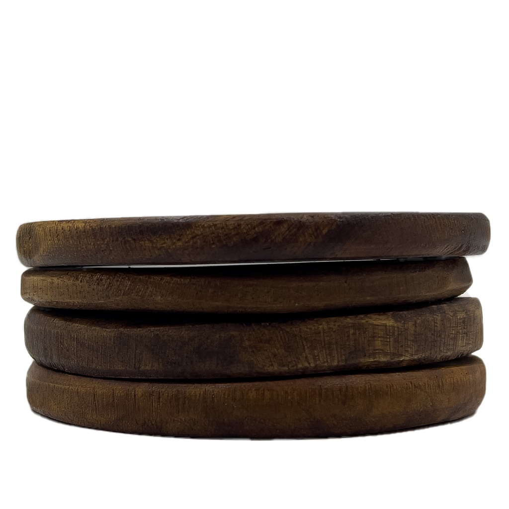 Set 4 posavasos madera oscura 10cm
