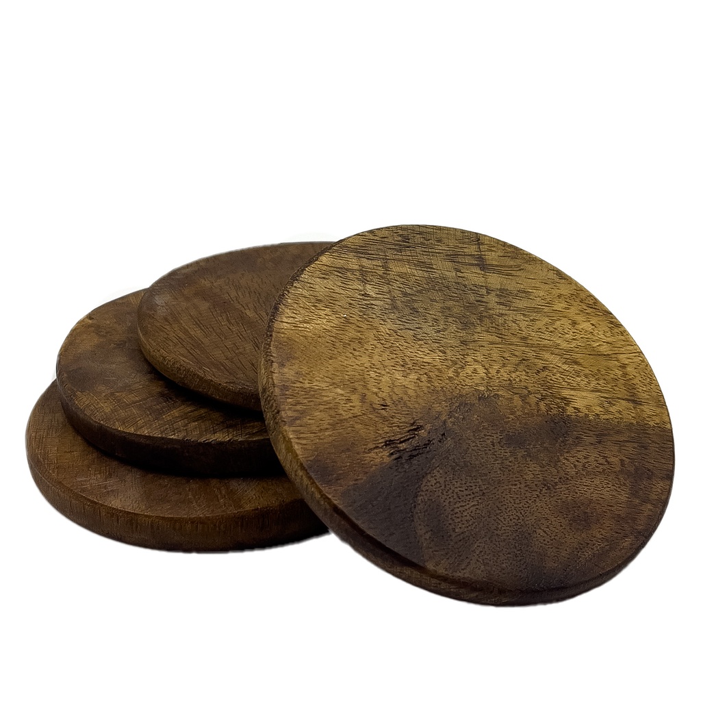 Set 4 posavasos madera oscura 10cm