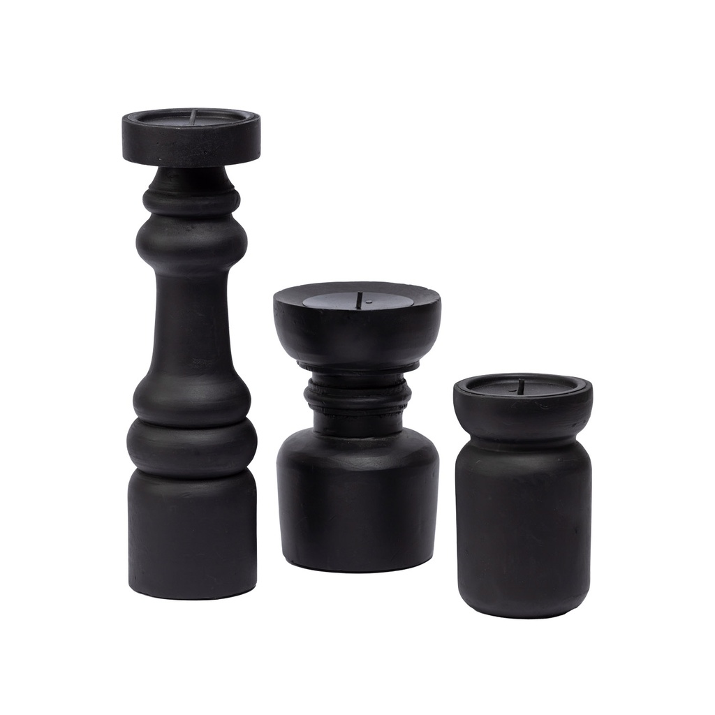 Porta velas madera oscuro 36cm