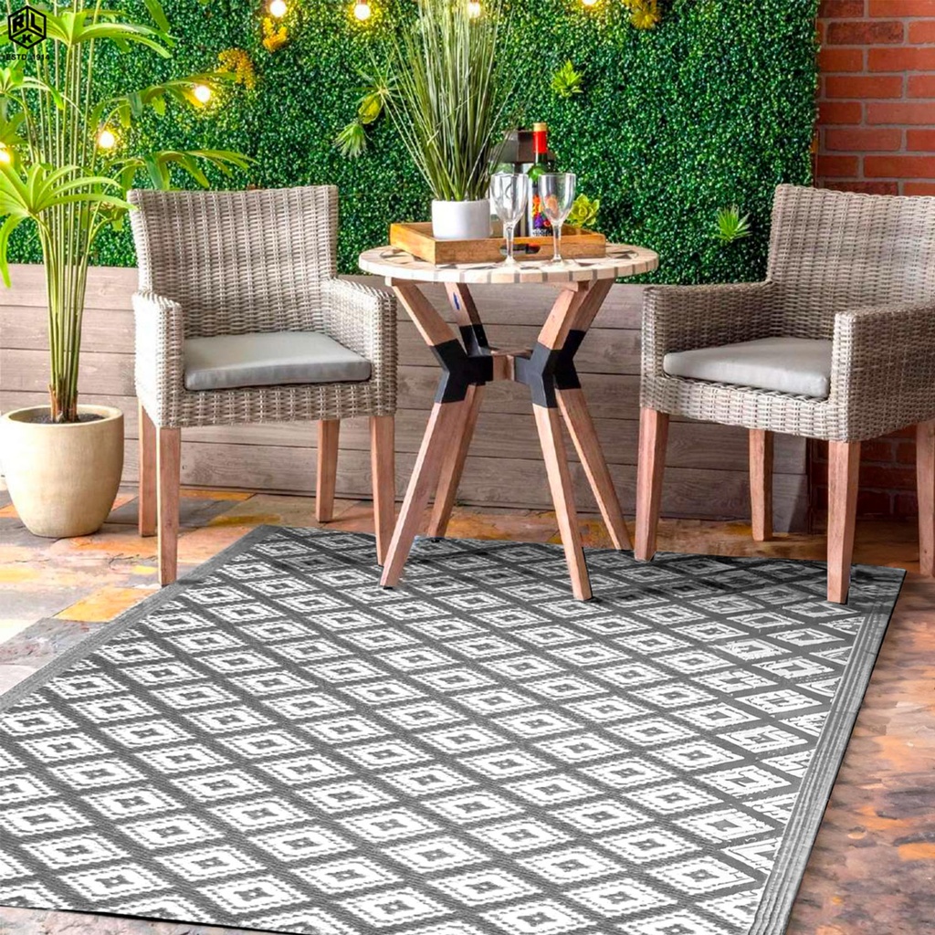 Alfombra PP rombos 2 BN 270x180cm