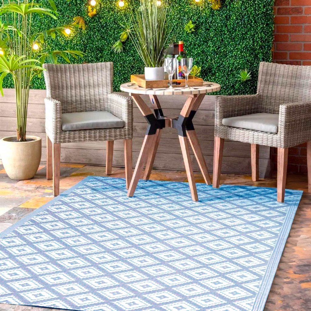 Alfombra PP rombos 2 celeste 270x180cm