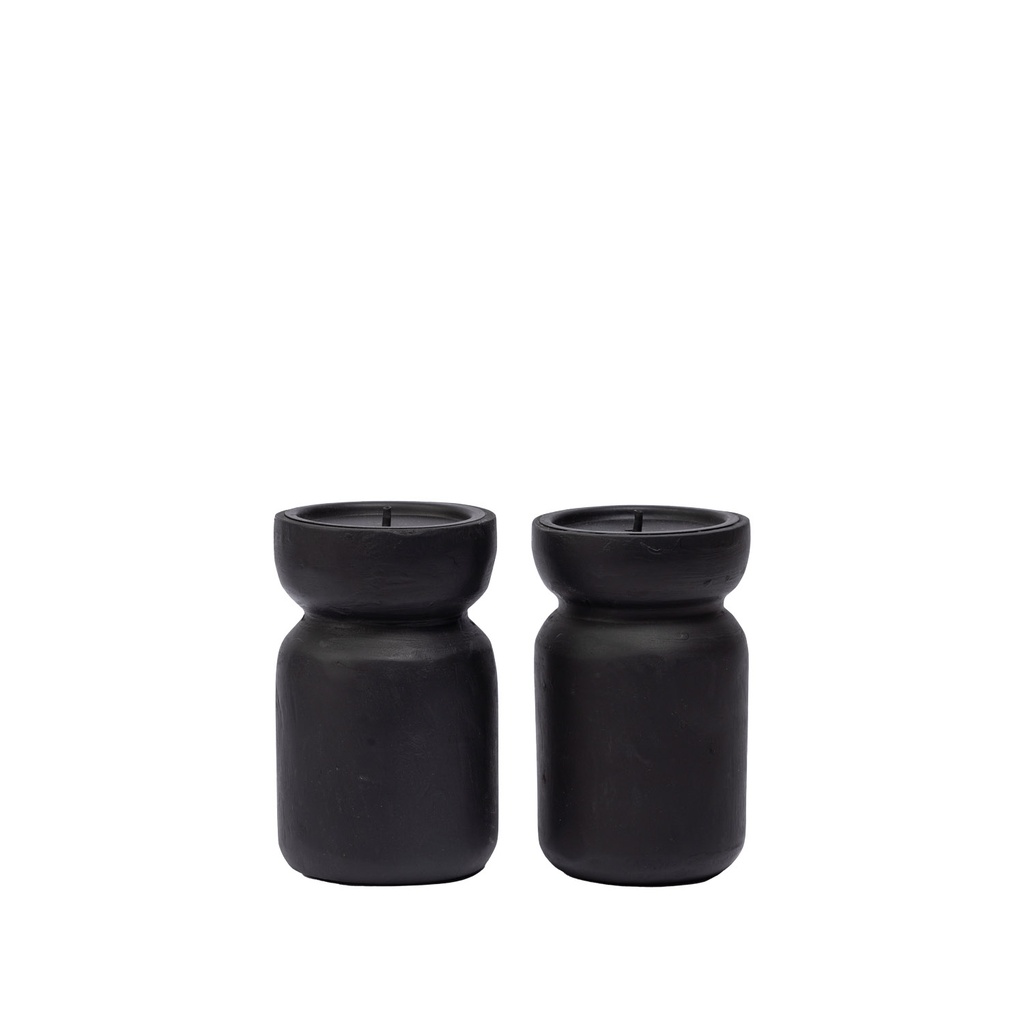 Porta velas madera oscuro 15cm