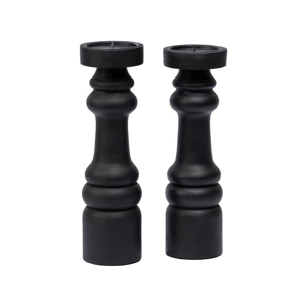 Porta velas madera oscuro 36cm