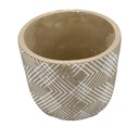 Macetero cemento lineas blancas 12cm