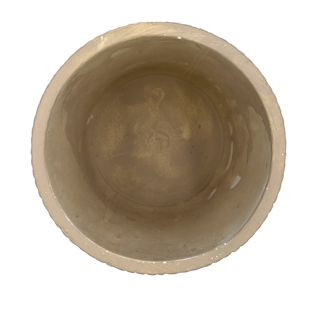 Macetero cemento lineas blancas 12cm