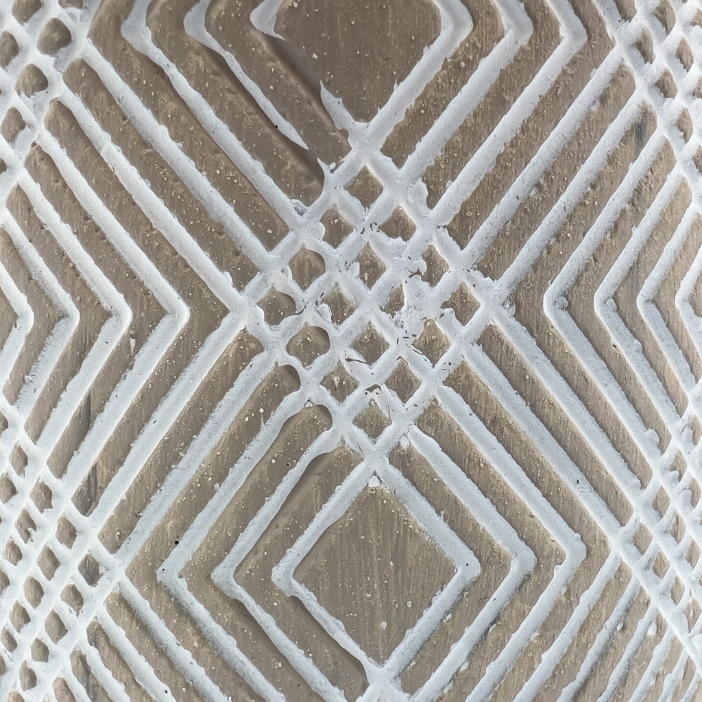 Macetero cemento lineas blancas 12cm