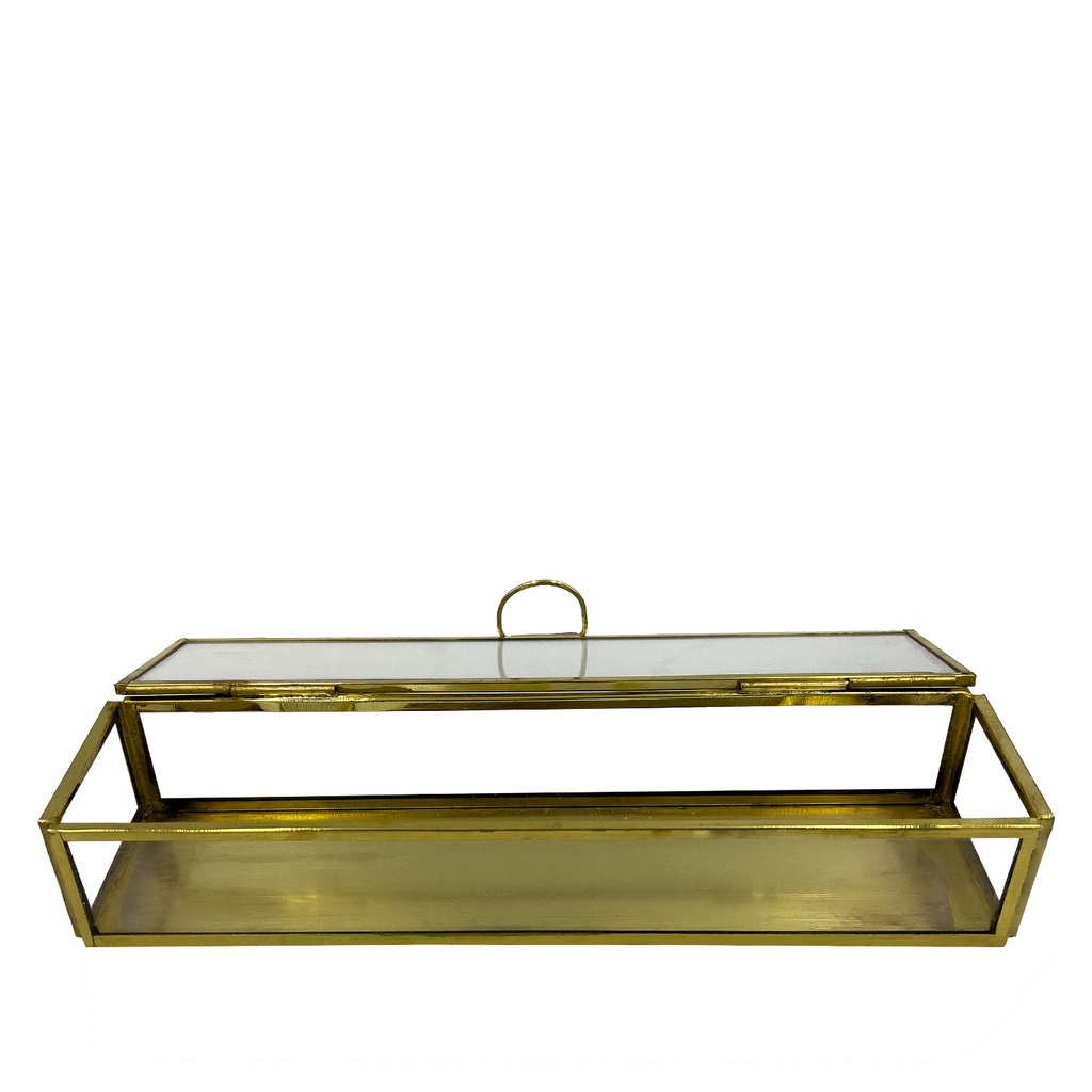 Caja deco dorada vidrio 24x6x4cm