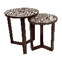 Mesa lateral madera tallada 38x38x46cm