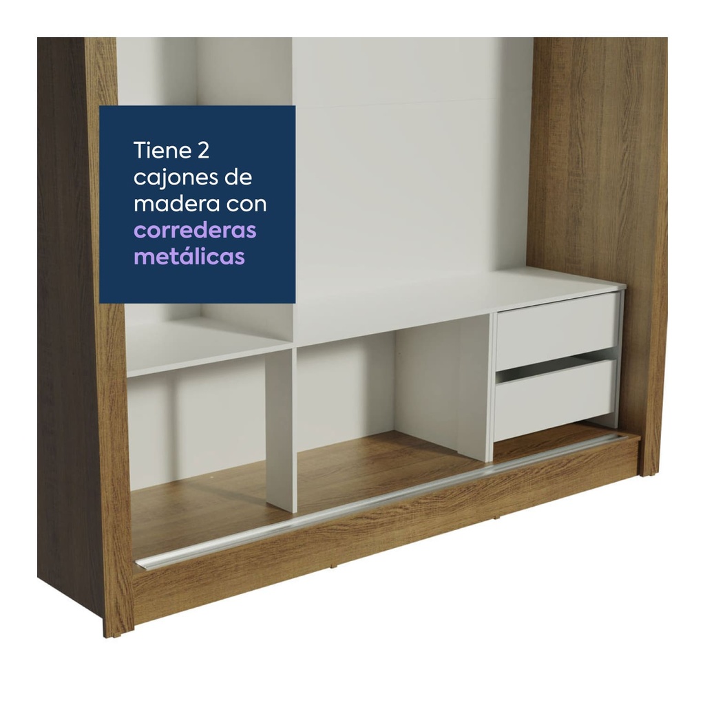 Closet Lyon 3 puertas 2 cajones rustic