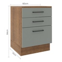 Base cocina Agata gris 3 cajones 60cm