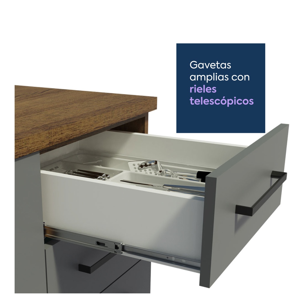 Base cocina Agata gris 3 cajones 60cm