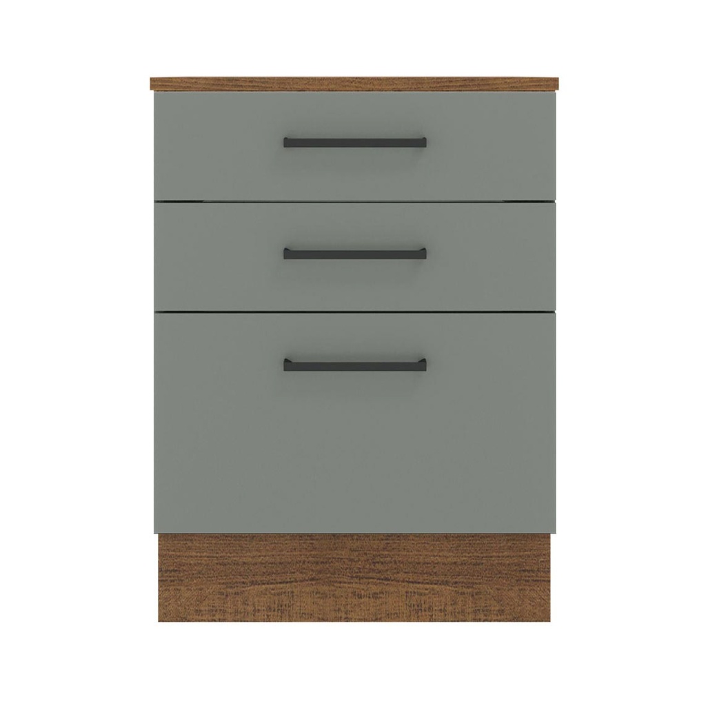 Base cocina Agata gris 3 cajones 60cm