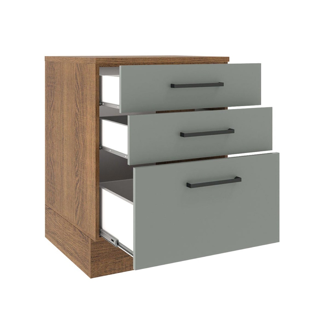 Base cocina Agata gris 3 cajones 60cm