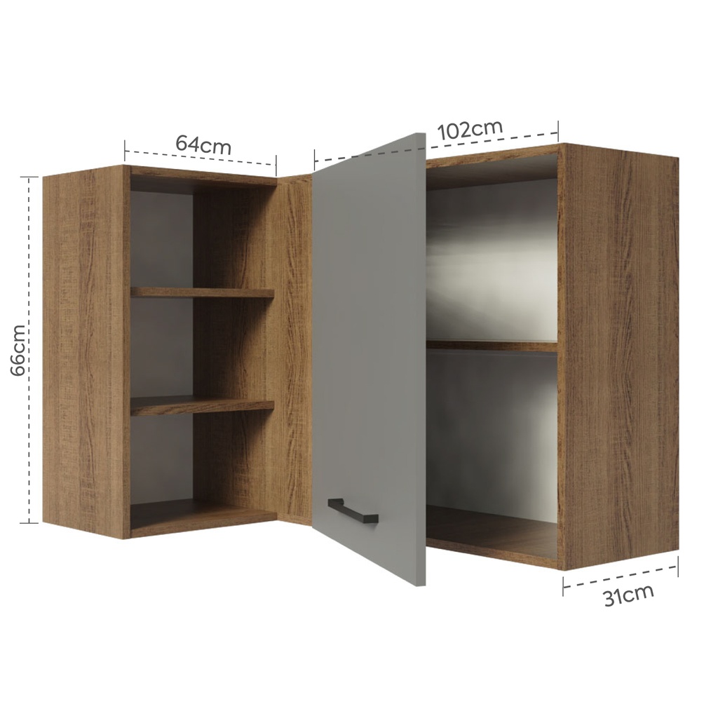 Aéreo esquinero Agata gris 1 puerta 102cm