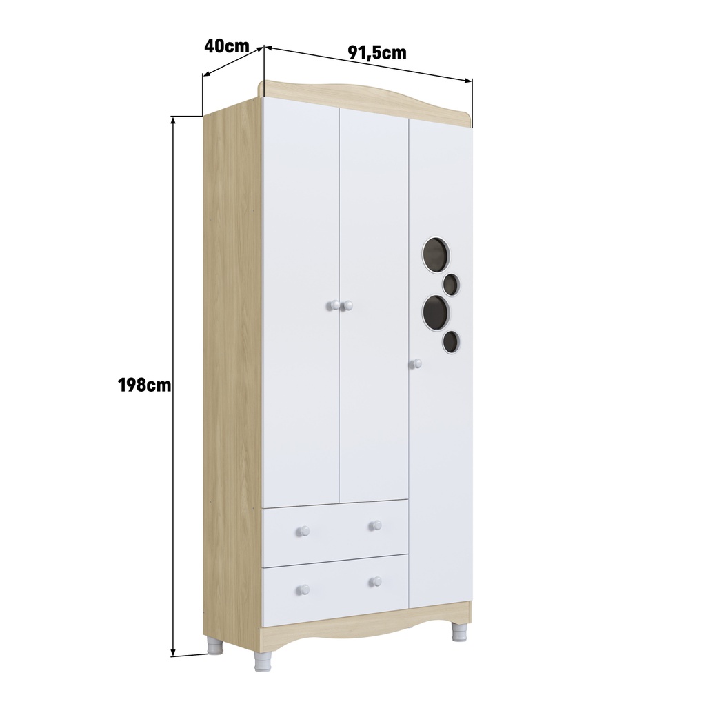 Closet Encanto 3 puertas 2 cajones
