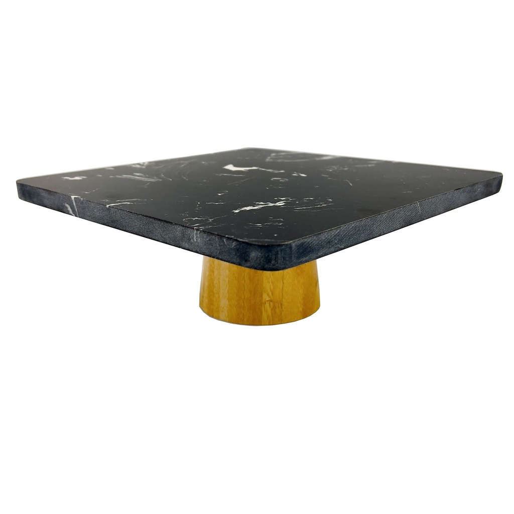 Stand para torta mármol bambú 25,5x25,5x9,5cm
