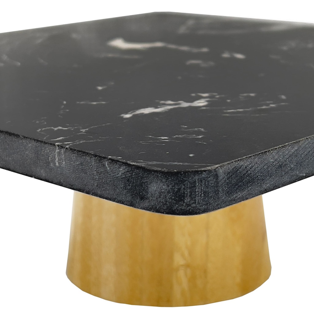 Stand para torta mármol bambú 25,5x25,5x9,5cm