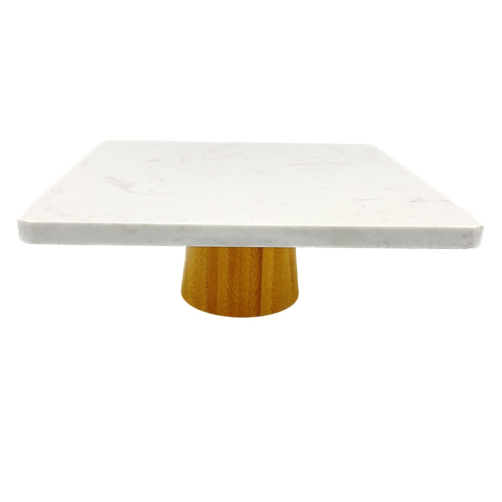 Stand para torta mármol bambú 25,5x25,5x9,5cm