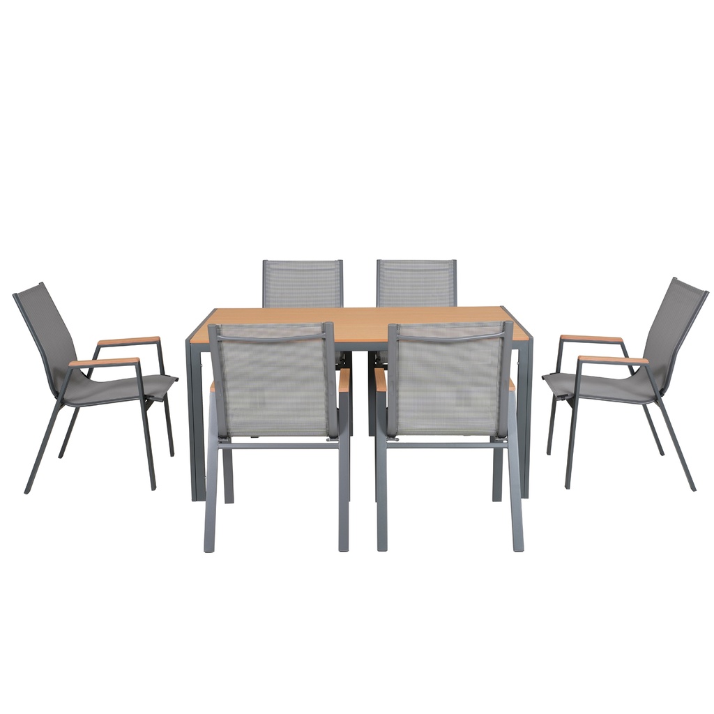 Juego comedor terraza 6 sillas Erie gris