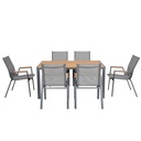 Juego comedor terraza 6 sillas Erie gris