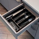 Organizador cubiertos plástico negro 35,5x29,6x6cm