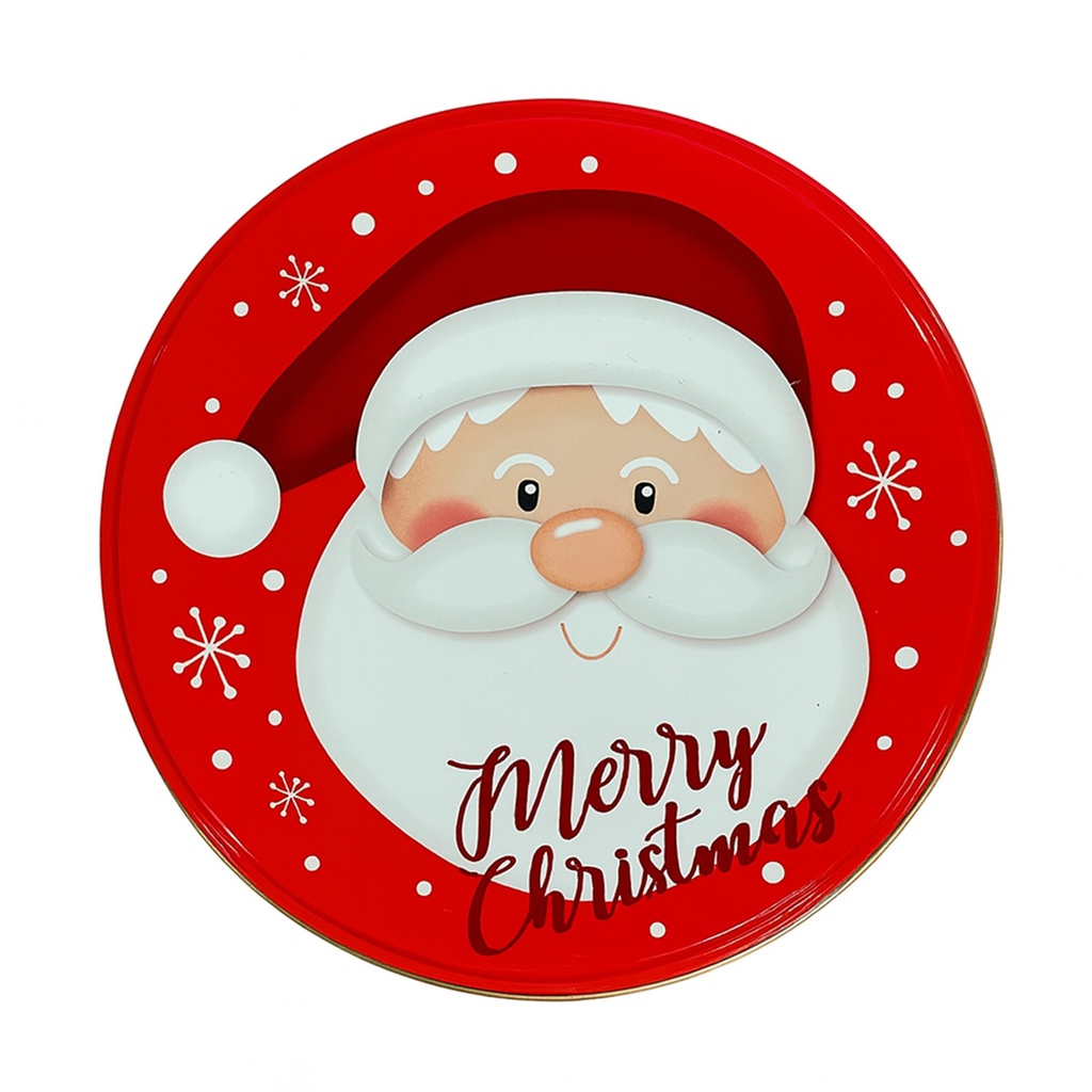 Caja lata navidad redonda pascuero rojo 13,8cm