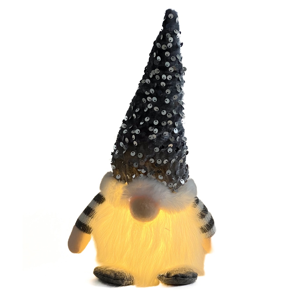 Gnomo navidad con luz gris 28cm
