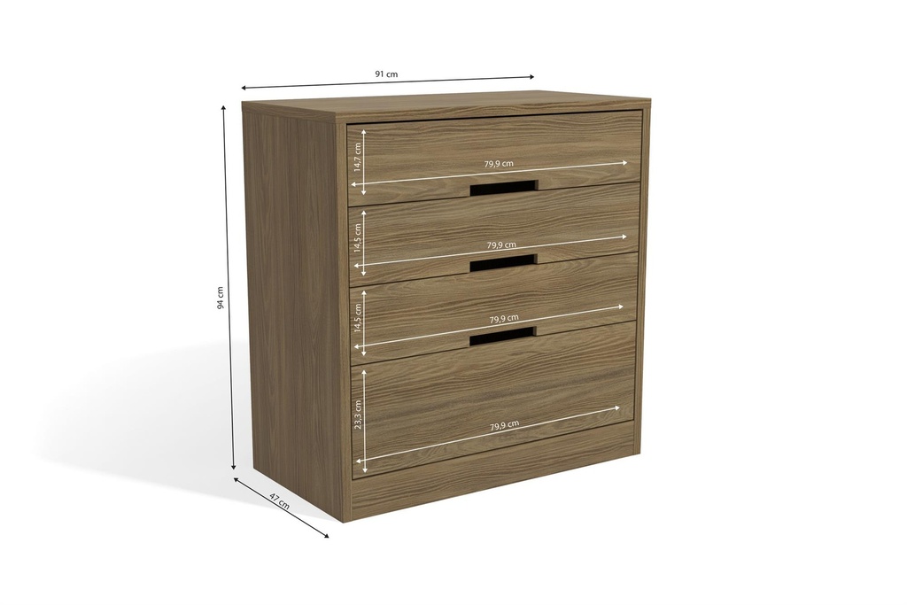 Cómoda Freijo 4 Cajones 91cm