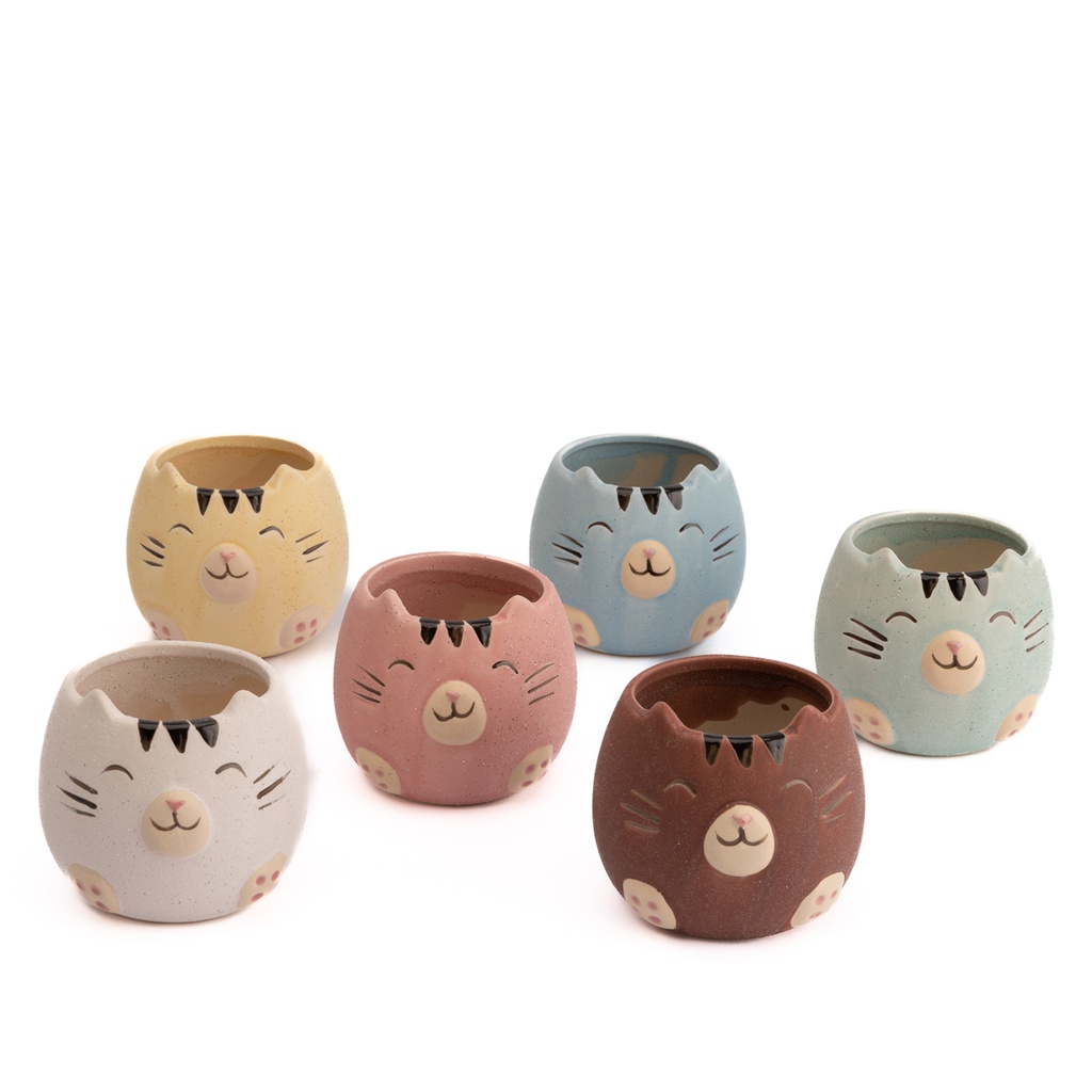 Macetero Gato Colores Surtidos 8,7cm