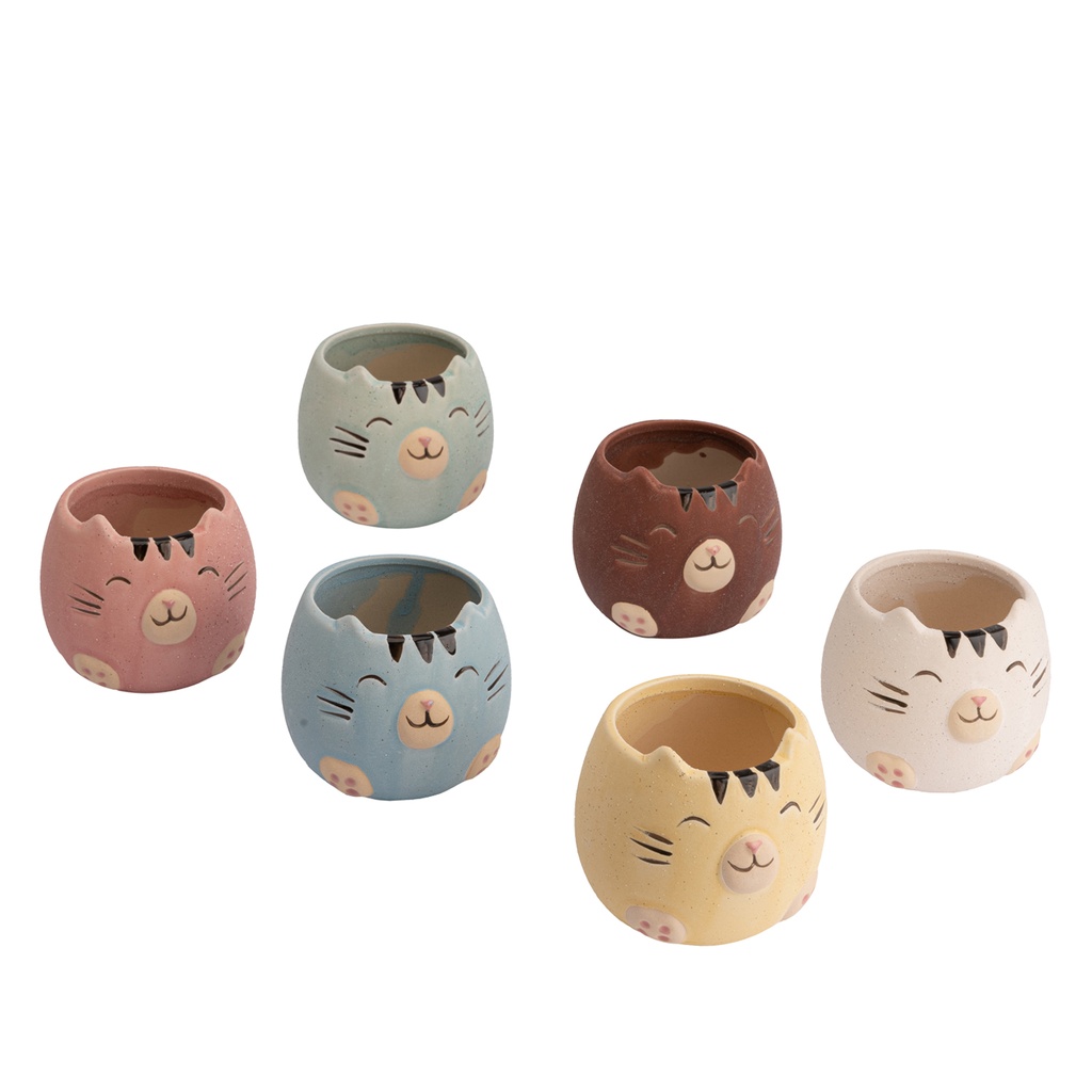 Macetero Gato Colores Surtidos 8,7cm