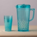 Set de Jarro de 2,2 Litros con 4 Vasos de Acrílico Turquesa