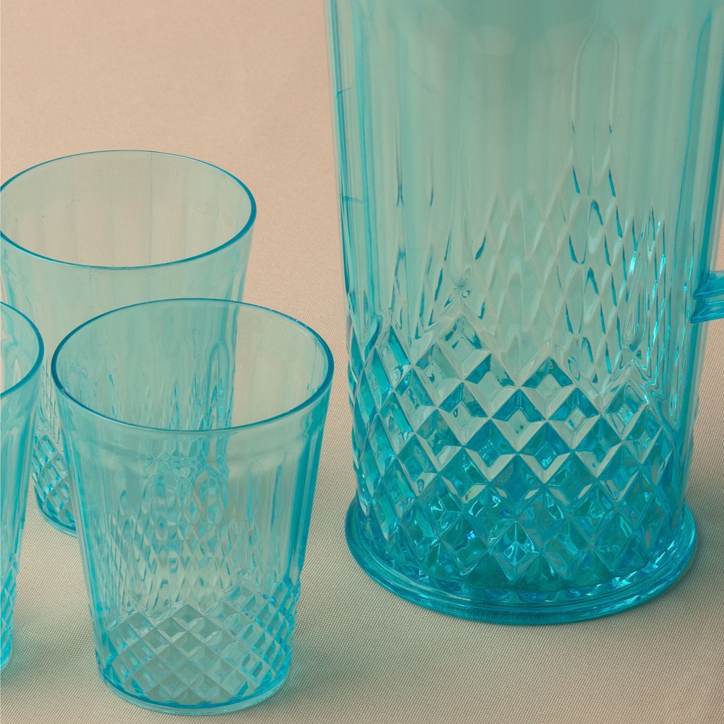 Set de Jarro de 2,2 Litros con 4 Vasos de Acrílico Turquesa