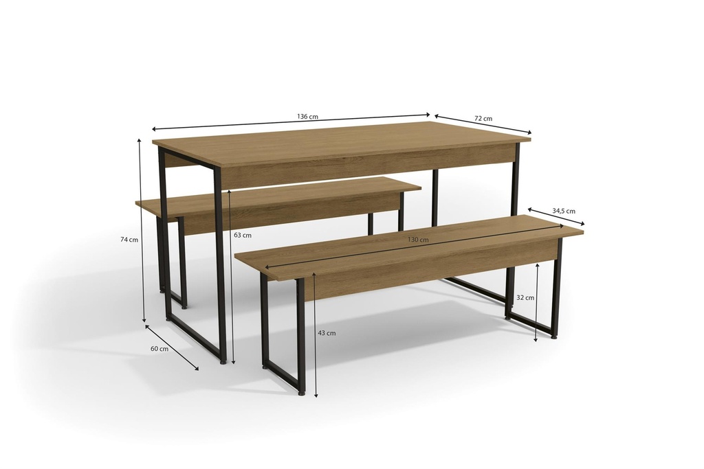 Juego Comedor Industrial 2 Bancos