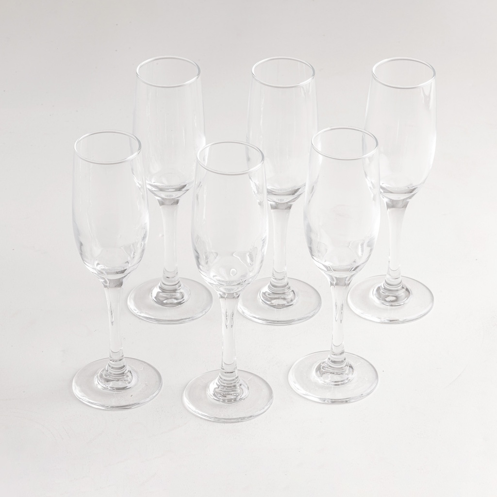 Juego de 6 Copas de Champán Flauta 200ml JX006