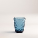 Set de 6 Vasos Vidrio Bajos Azul Diamante