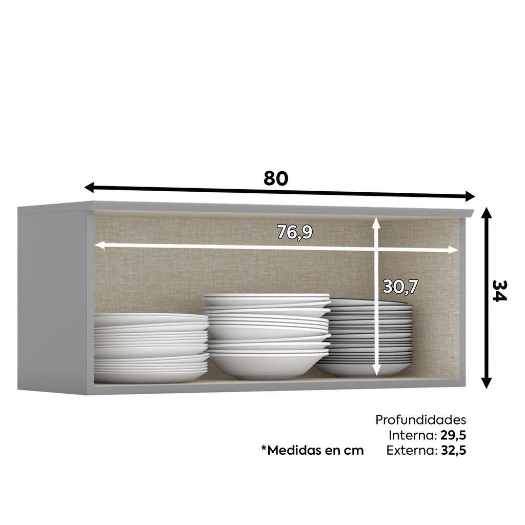 Aéreo cocina Americana gris 80cm