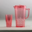 Set jarro 2.2 L + 4 Vasos Acrílico Rojo