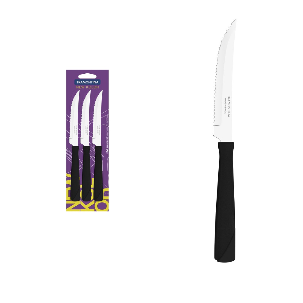 Juego 3 cuchillos asado negro