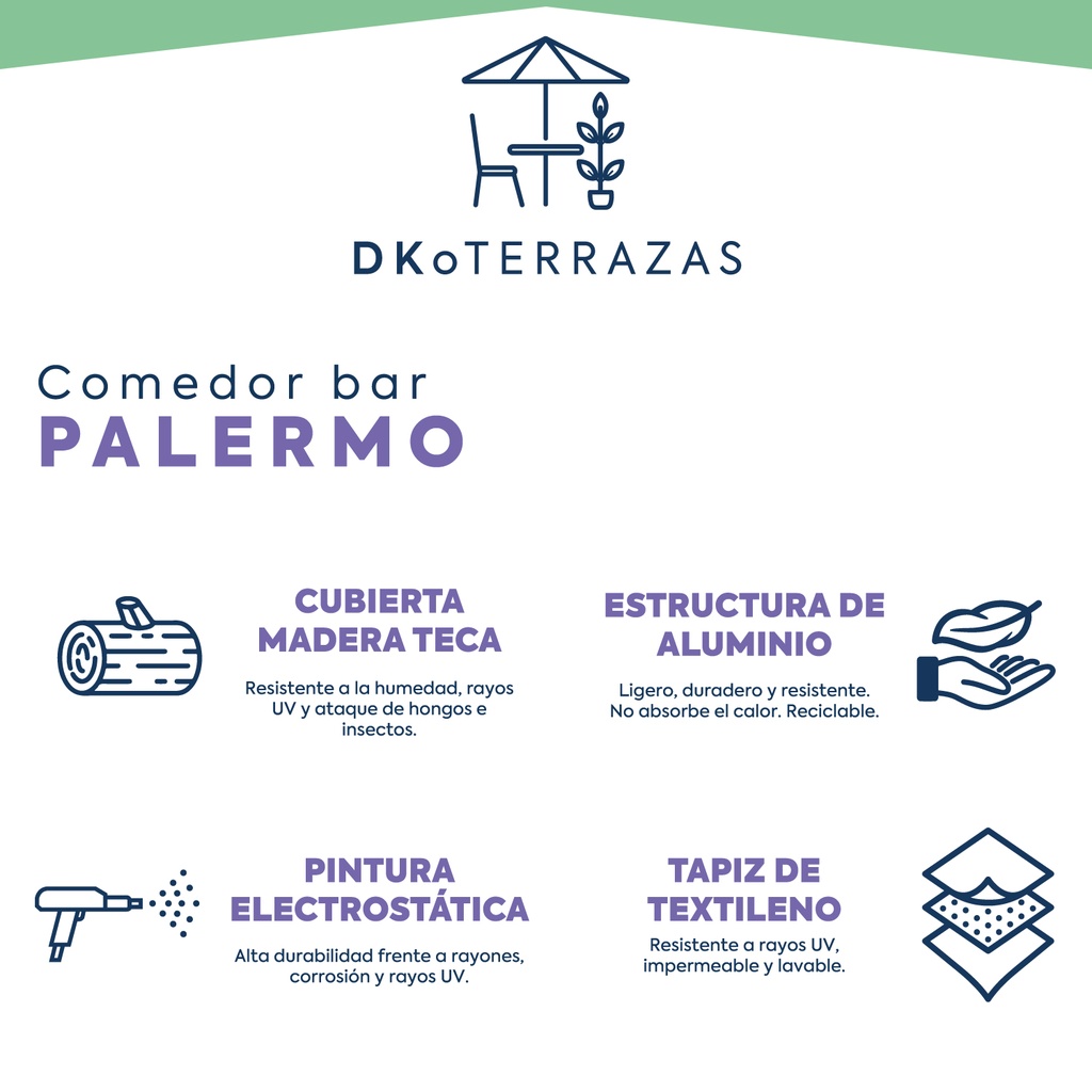 Comedor bar 4 sillas Palermo