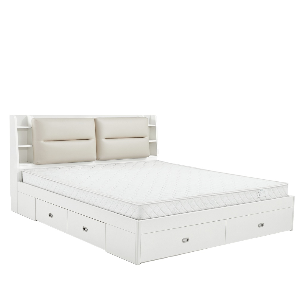 Cama 2 plazas blanca con almacenaje 200x150cm