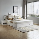 Cama 2 plazas blanca con almacenaje 200x150cm