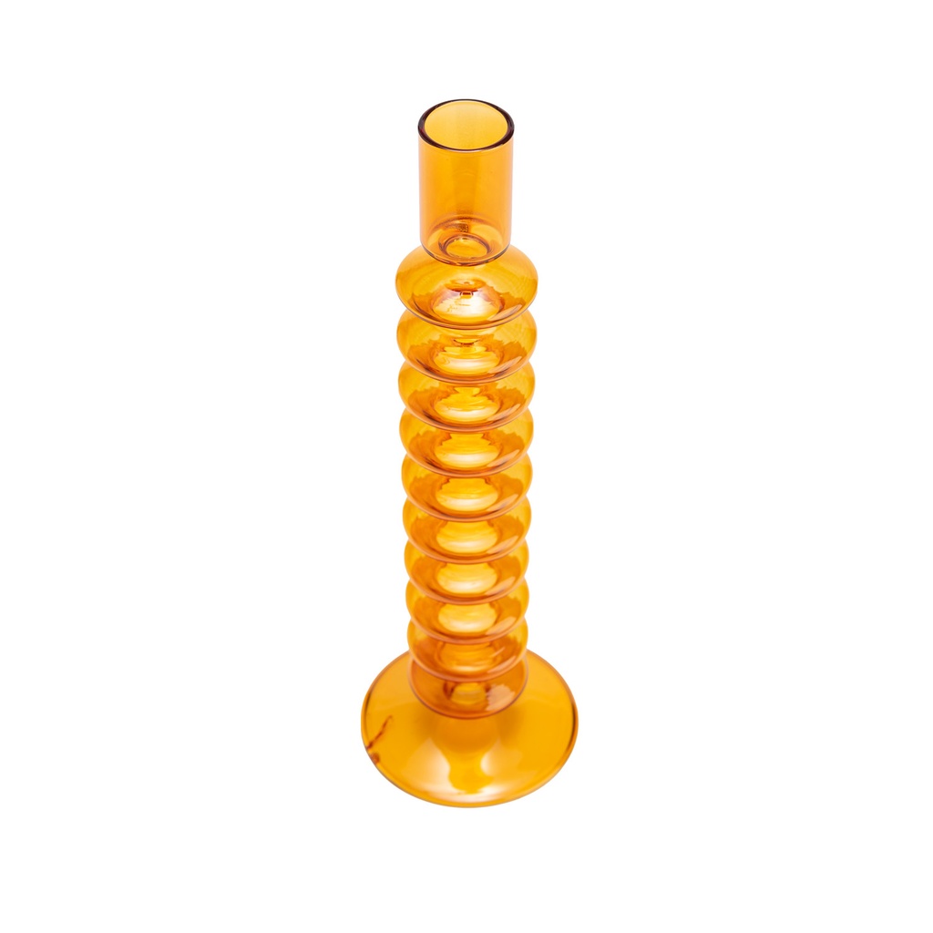 Candelabro vidrio naranjo 26cm