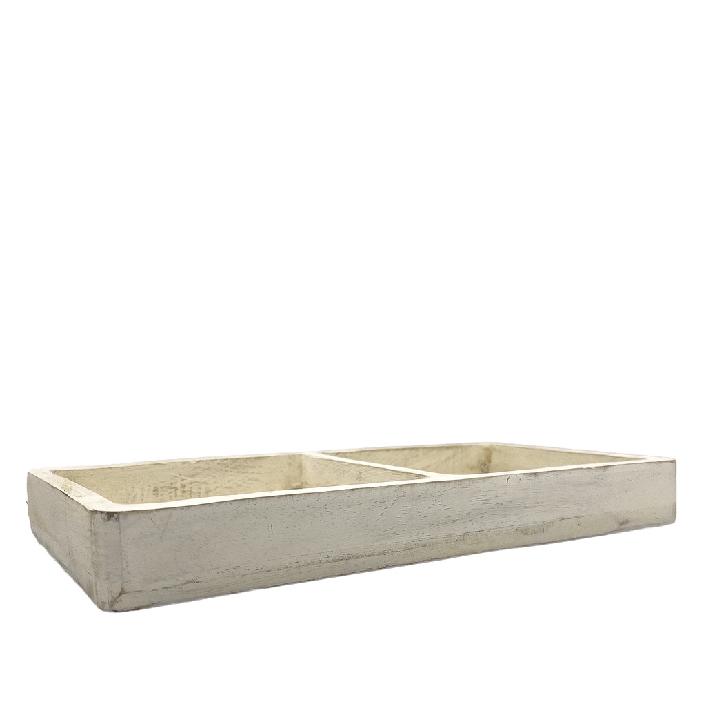 Plato doble madera blanco 30x15x3,5cm  