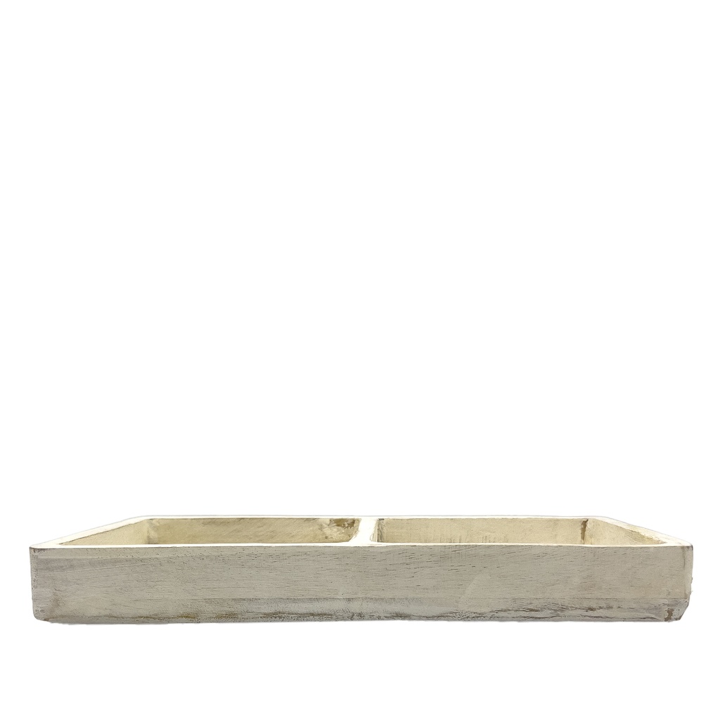 Plato doble madera blanco 30x15x3,5cm  