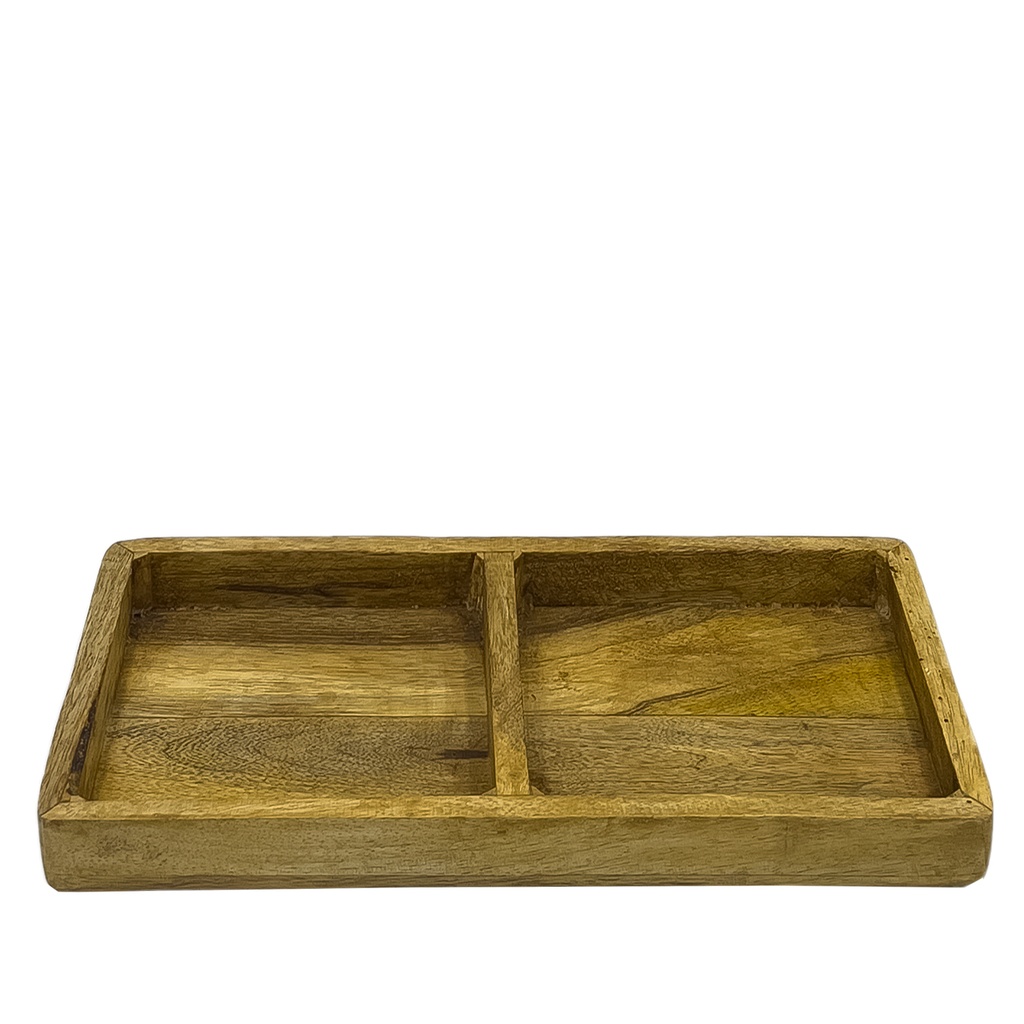 Plato doble madera tostado 30x15x3,5cm  
