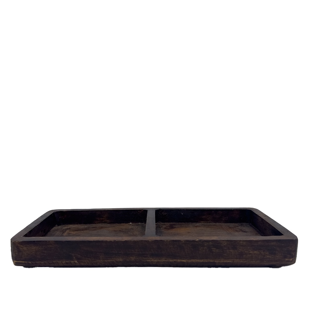 Plato doble madera oscuro 30x15x3,5cm  