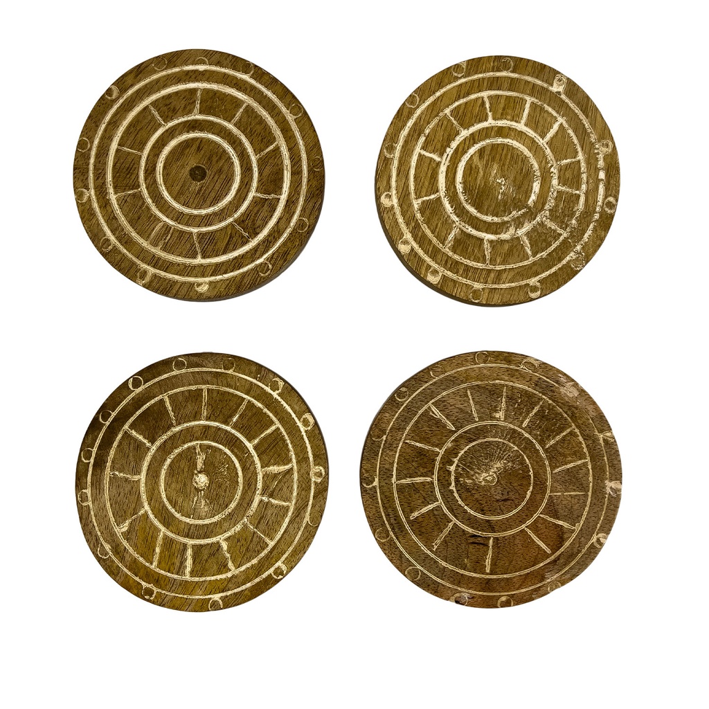 Set 4 posavasos madera diseño 10cm