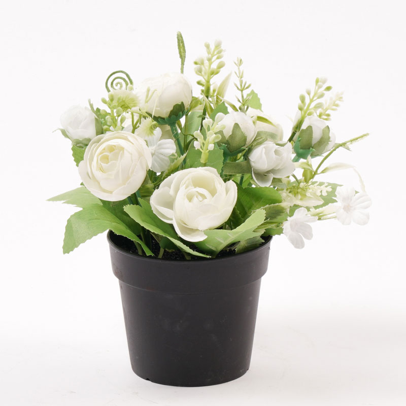 Planta artificial rosas blancas deco