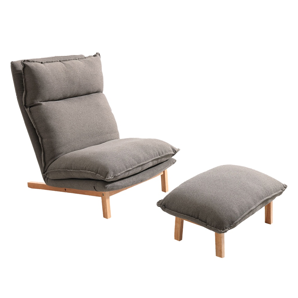 Sofá 1 cuerpo + ottoman Leo gris