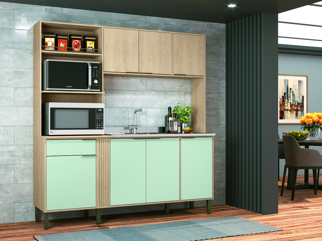 Cocina compacta Hellen verde